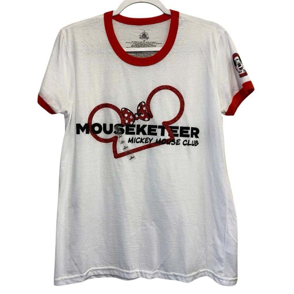 Disney Minnie Mouse Mouseketeer Tee NWT Medium Ringer T-Shirt Mickey Mouse Club